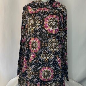 Lightweight Kaleidoscope Print Hoodie, 2XL